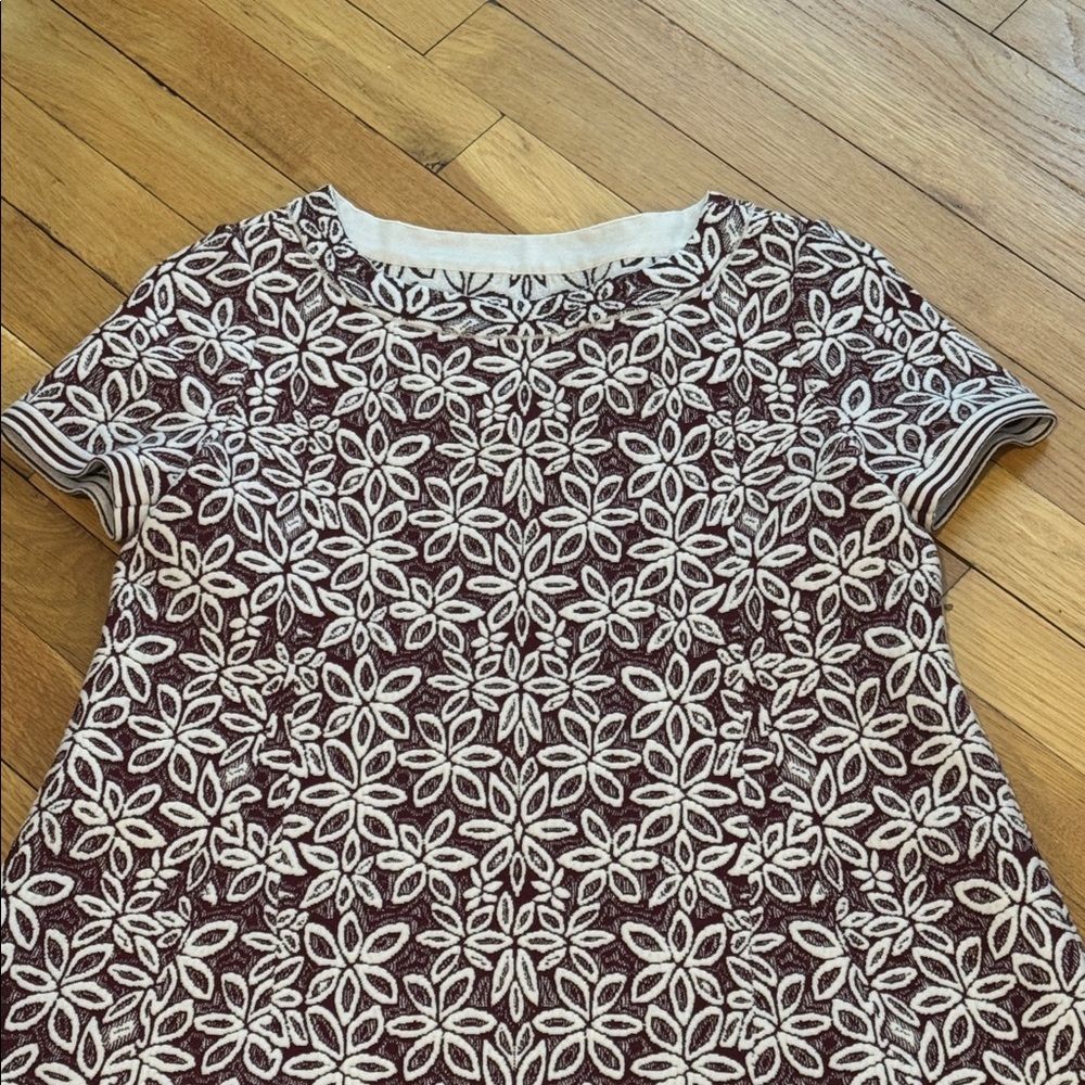 Alaia Burnt Red Printed Floral Mini Wool Blend Dress - Picture 3 of 10
